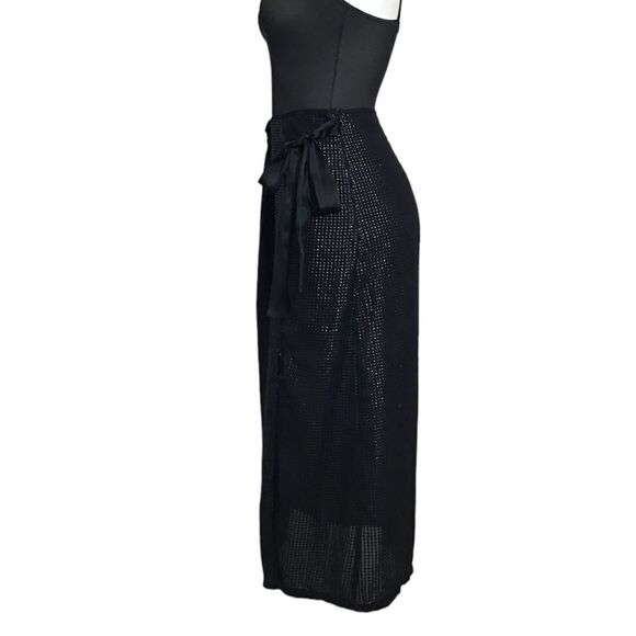 Something Navy Black Midi Slip Skirt Sequin Size Medium - Picture 5 of 12